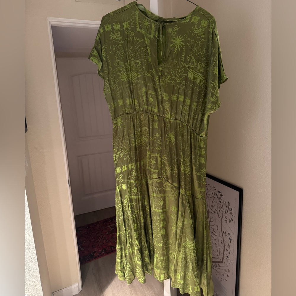 Never Fully Dressed Lime Green Satin Midi Dress - Picture 5 of 10